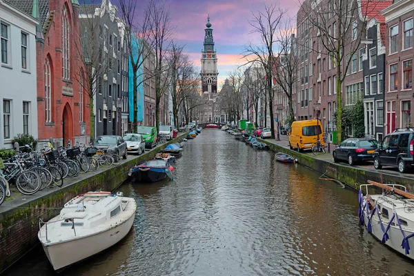 Zuiderkerk Amsterdam Nederland Bij Zonsondergang — Stockfoto