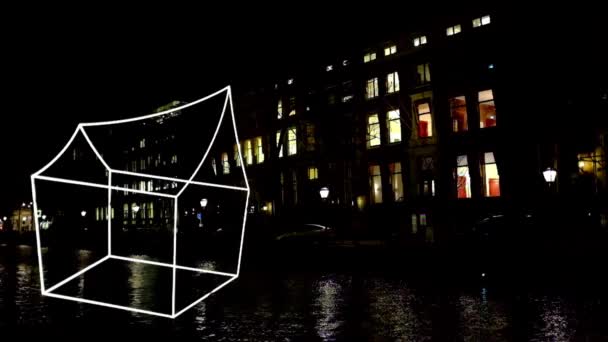 Amsterdam Netherlands January 2017 Light Festival Amsterdam Netherlands Night — Stock Video