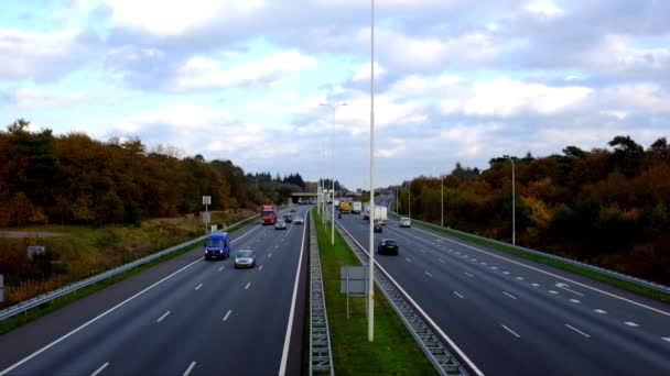 네덜란드에서 시골에서 고속도로에 소통량 — 비디오