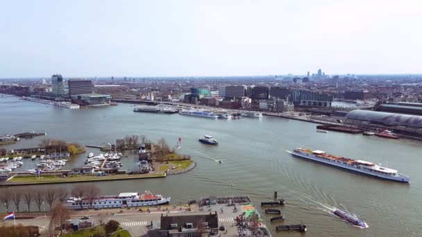 Hafen Von Amsterdam Den Niederlanden — Stockvideo