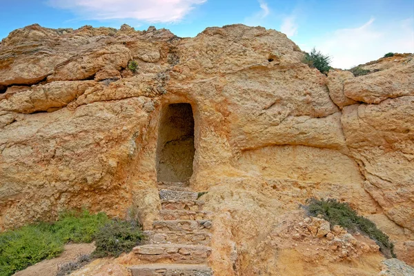 Přírodní skály v Algar Seco v Carvoeiro Algarve Portugal — Stock fotografie