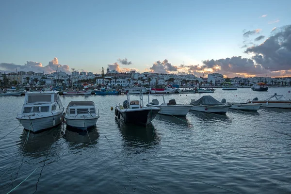 View on the harbor from Lagos in the Algarve Portugal at sunset — Stock Photo, Image