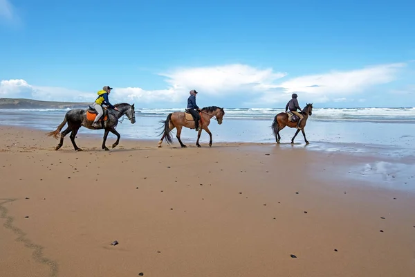 Equitazione sulla spiaggia di Carapateira in Algarve Portogallo — Foto Stock