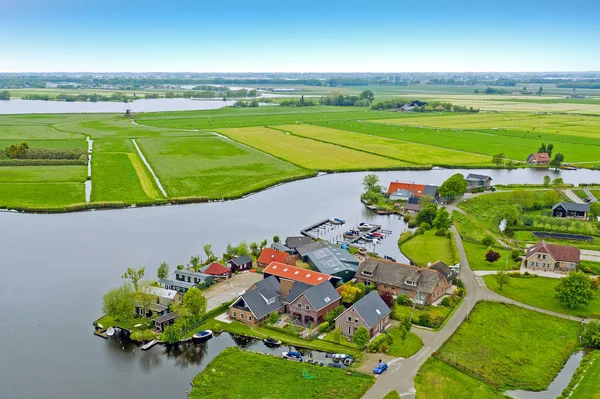 Aerial from the village Zevenhuizen in the countryside from the — Stock Photo, Image