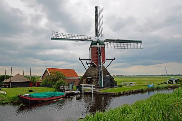 Hollanda kırsal alanda geleneksel yel değirmeni — Stok fotoğraf