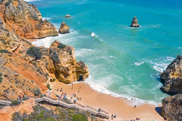 Luchtfoto van Praia do Camillo in Lagos Portugal — Stockfoto