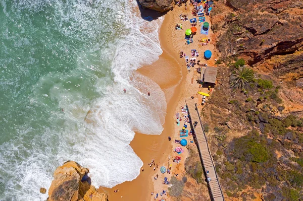 Aerial Top strzał z Praia do Camillo w Lagos Portugalia — Zdjęcie stockowe