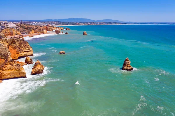 Aérea de rocas naturales cerca de Lagos en Portugal — Foto de Stock