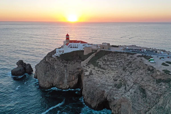 Aérien du phare Cabo Vicente près de Sagres au Portugal — Photo