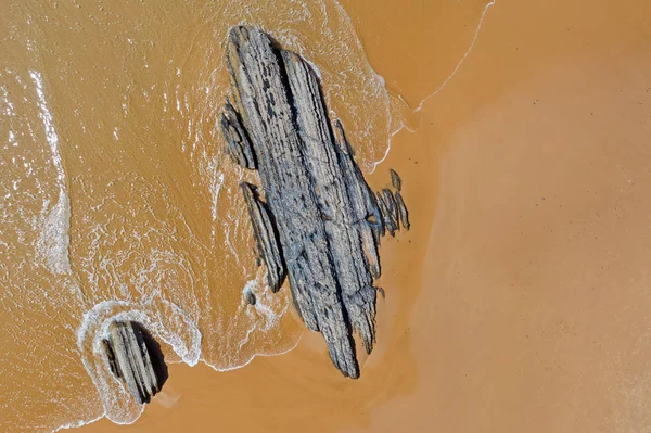 Aerial from natural rocks on Vale Figueiras beach in Portugal — Stock Photo, Image