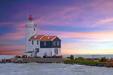Traditional lighthouse 'Het Paard van Marken' in Marken the Neth