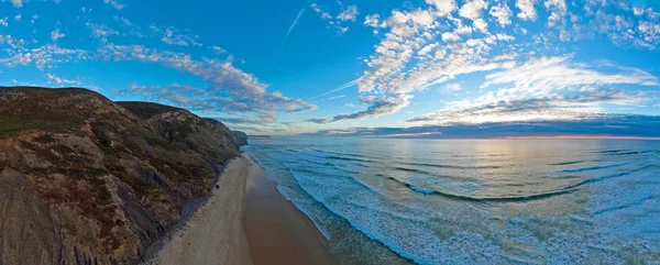 Panoramic aerial from praia vale figueiras in Portugal at sunset — Stock Photo, Image