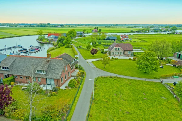 Aerial from the village Zevenhuizen in the countryside from the — Stock Photo, Image