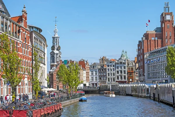 Město malebné z Amsterdamu v Nizozemsku munt Tower — Stock fotografie
