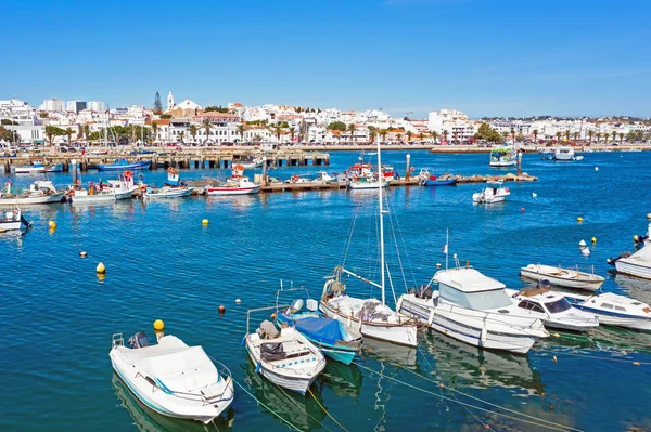 Aerial from the harbor in Lagos in the Algarve Portugal — Stock Photo, Image