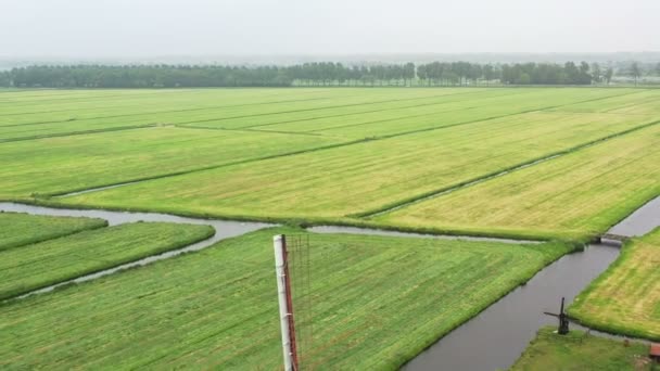 Traditionelle Windmühle Auf Dem Land Aus Den Niederlanden — Stockvideo