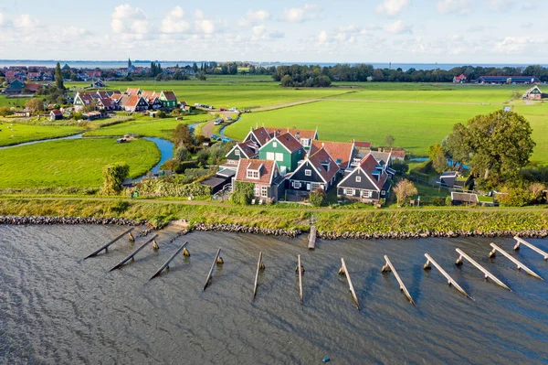 Aerial from the historical village Marken at the IJsselmeer in the Netherlands — Stock Photo, Image