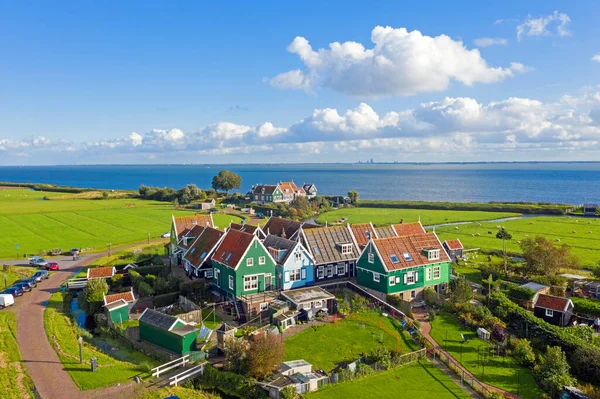 Aerial from the historical village Marken at the IJsselmeer in the Netherlands — Stock Photo, Image