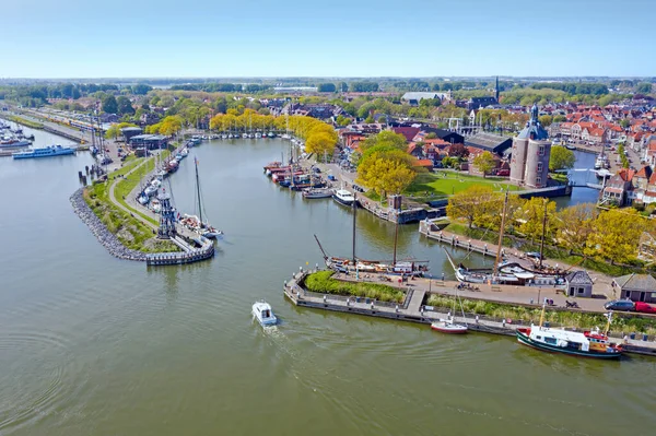 Luftaufnahme Vom Hafen Und Der Stadt Enkhuizen Den Niederlanden — Stockfoto