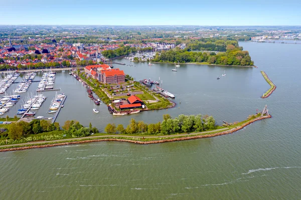 Luftaufnahme Vom Hafen Und Dem Traditionellen Dorf Hoorn Den Niederlanden — Stockfoto