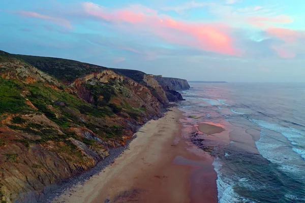 Luftaufnahme Von Einem Sonnenuntergang Über Vale Figueiras Portugal — Stockfoto