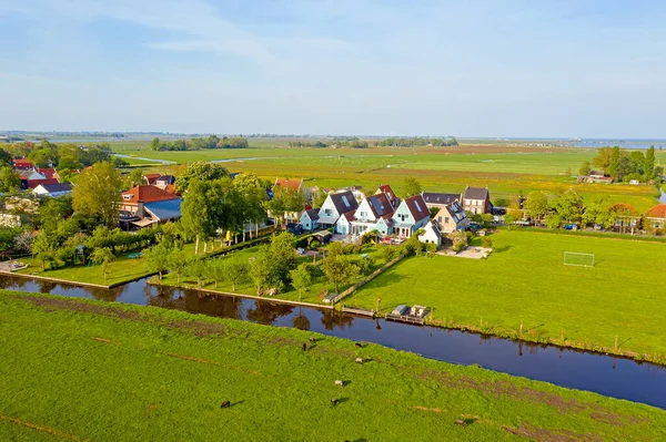 Aereo Tipico Paesaggio Olandese Nei Paesi Bassi Una Bella Giornata — Foto Stock