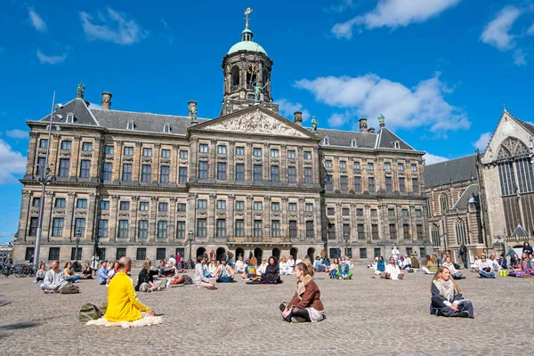 Amsterdam Hollanda Mayıs 2020 Hollanda Corona Krizi Sırasında Baraj Meydanı — Stok fotoğraf