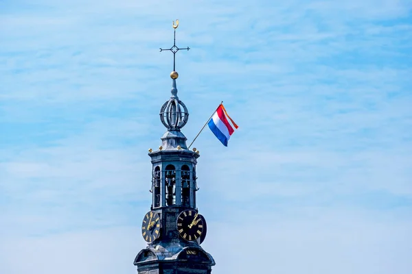 Munt Tower Amsterdam Koningsdag — Stockfoto