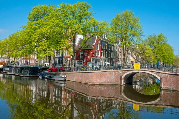 Városkép Amszterdamból Hollandiai Keizersgrachton Tavasszal — Stock Fotó