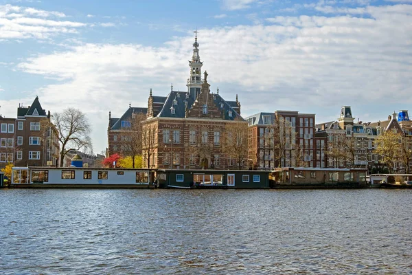 Cityscenic Från Amsterdam Nederländerna Vid Floden Amstel — Stockfoto