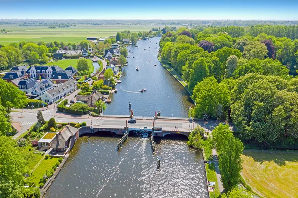 Hollanda Kırsalındaki Vecht Nehrinden Havadan — Stok fotoğraf