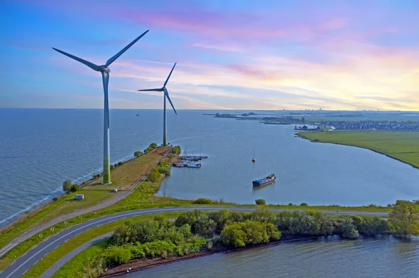 Windmolens Langs Het Ijsselmeer Nederland — Stockfoto