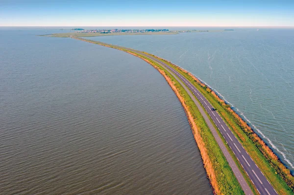 Luftaufnahme Vom Deich Bei Marken Zwischen Dem Gouwzee Und Dem — Stockfoto