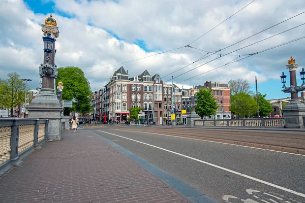 Hollanda Amsterdam Dan Munt Kulesiyle Şehir Manzarası — Stok fotoğraf