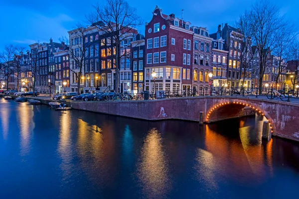 Stadsgezicht Uit Amsterdam Bij Zonsondergang Aan Keizersgracht — Stockfoto