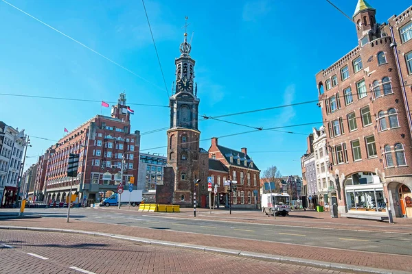 Città Panoramica Amsterdam Nei Paesi Bassi Con Torre Munt — Foto Stock