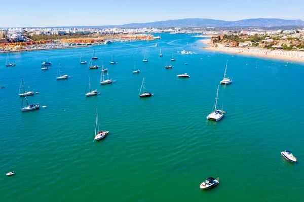 Algarve Portekiz Deki Portimao Limanından Havacılık Panoraması — Stok fotoğraf