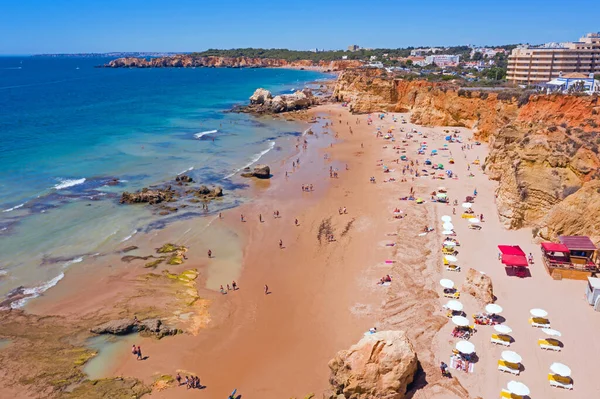 Aerial Praia Rocha Koło Portimao Algarve Portugalia — Zdjęcie stockowe