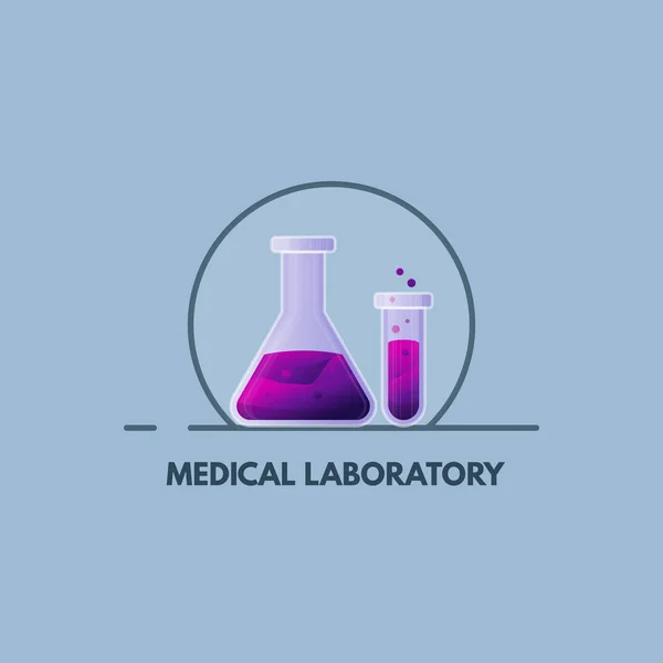 Medische Buizen Met Kleurovergang Vloeistoffen Pictogram Embleem Voor Medische Test — Stockvector