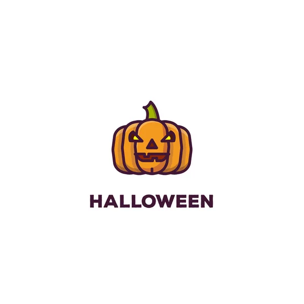 Abóbora Halloween Com Boca Esculpida Olhos Brilhantes Cara Abóbora Amarela — Vetor de Stock