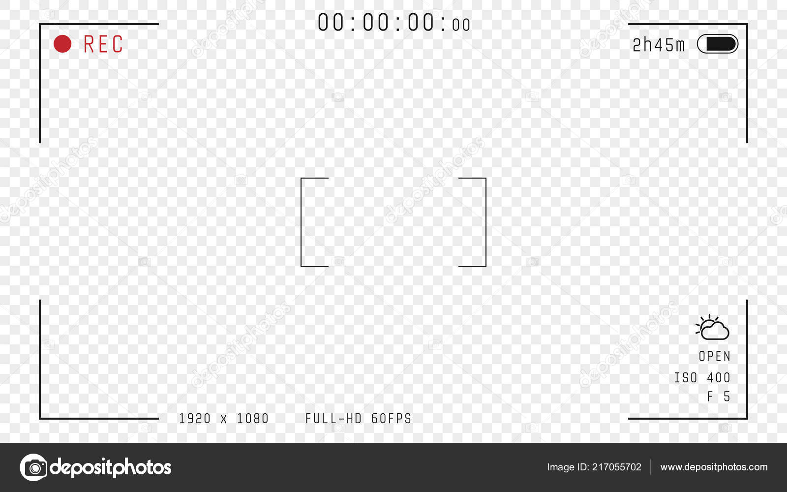 Video Camera Viewfinder Overlay Full Format Frame Fps Template ...