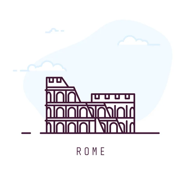 Ilustración Del Estilo Ciudad Roma Coliseo Famoso Monumento Roma Arquitectura — Vector de stock