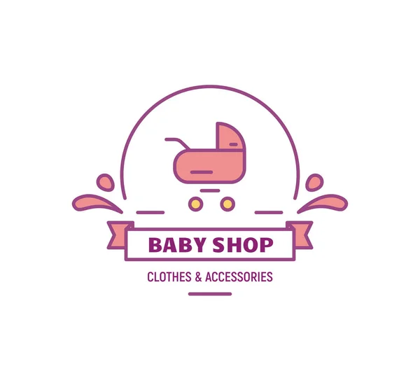 Logo Boutique Bébé Chariot Bébé Sur Logotype Texte Emblème Magasin — Image vectorielle