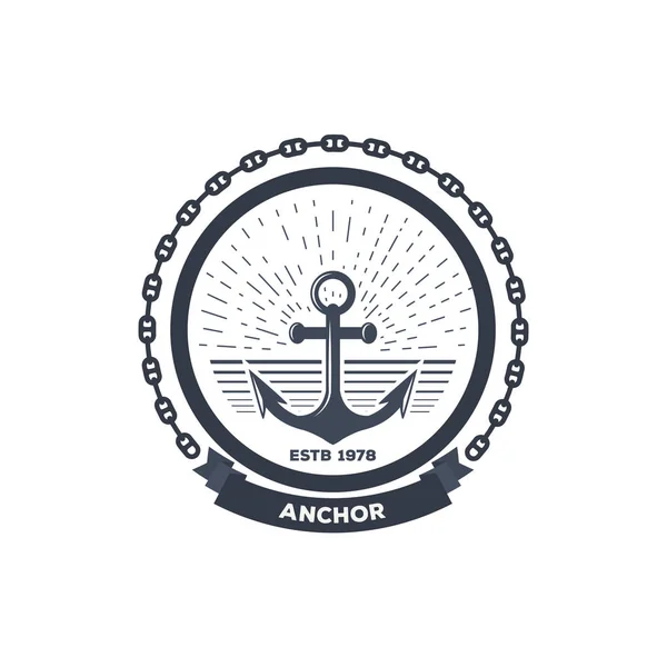 Anchor Logo Ink Color Sea Anchor Symbol Rope Chain Banner — Stock Vector