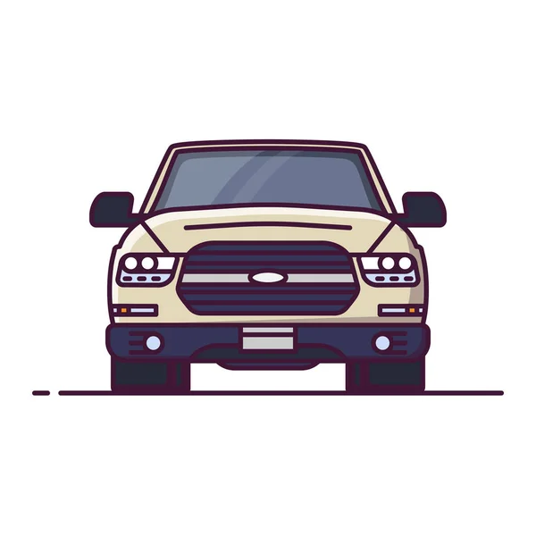 Front View Suv Line Style Vector Illustration Road Vehicle Banner — Stock Vector