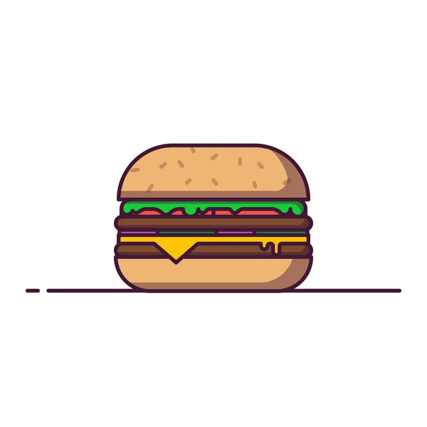 Hamburguesa Línea Estilo Vector Ilustración Banner Concepto Comida Rápida Menú — Vector de stock