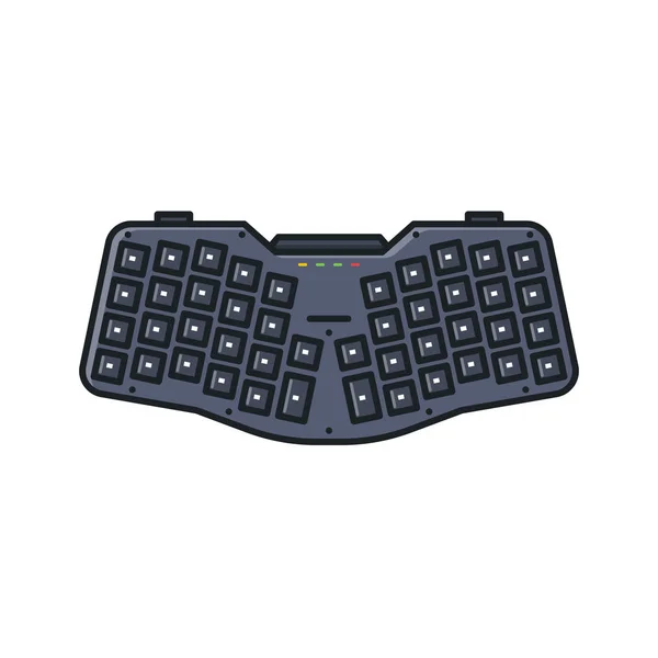 Tastatură Ergonomică Modernă Tastatură Portabilă Mică Personalizată Rânduri Taste Unghiulare — Vector de stoc