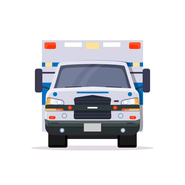 Front View Ambulance Car Lights Flat Style Vector Illustration Vehicle — Stock Vector