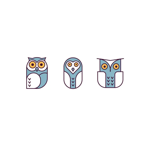 Garis vektor Owl - Stok Vektor