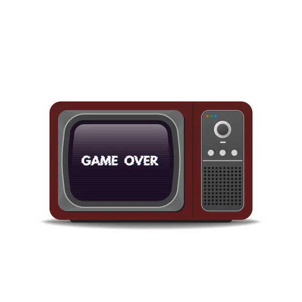 Vecchio Televisore Vintage Game Testo Glitch Sullo Schermo Della Realistico — Vettoriale Stock